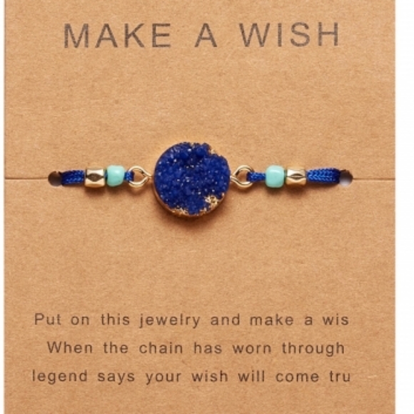 Blue Druzy Bracelet Boho Adjustable Gemstone - Picture 2 of 2